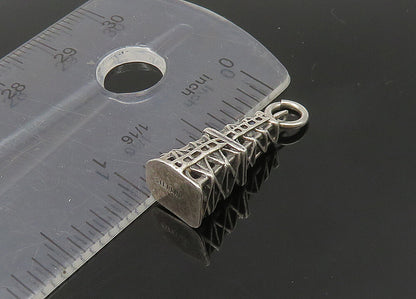 925 Sterling Silver  Vintage Petite Shiny Tower Motif Pendant  PT18604