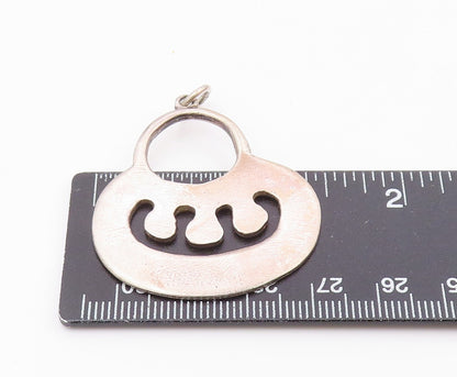 ALVA 925 Sterling Silver  Vintage Smooth Cutout Design Drop Pendant  PT9591