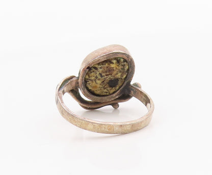 925 Sterling Silver Vintage Ring POLAND Jasper Statement Band  Sz 7.5  RG36272