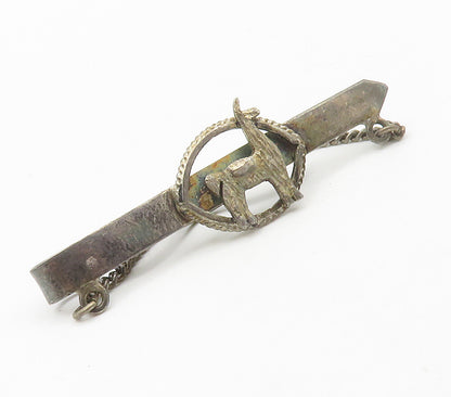 PERU 925 Sterling Silver  Vintage Dark Tone Alpaca Animal Tie Clip  TR2109