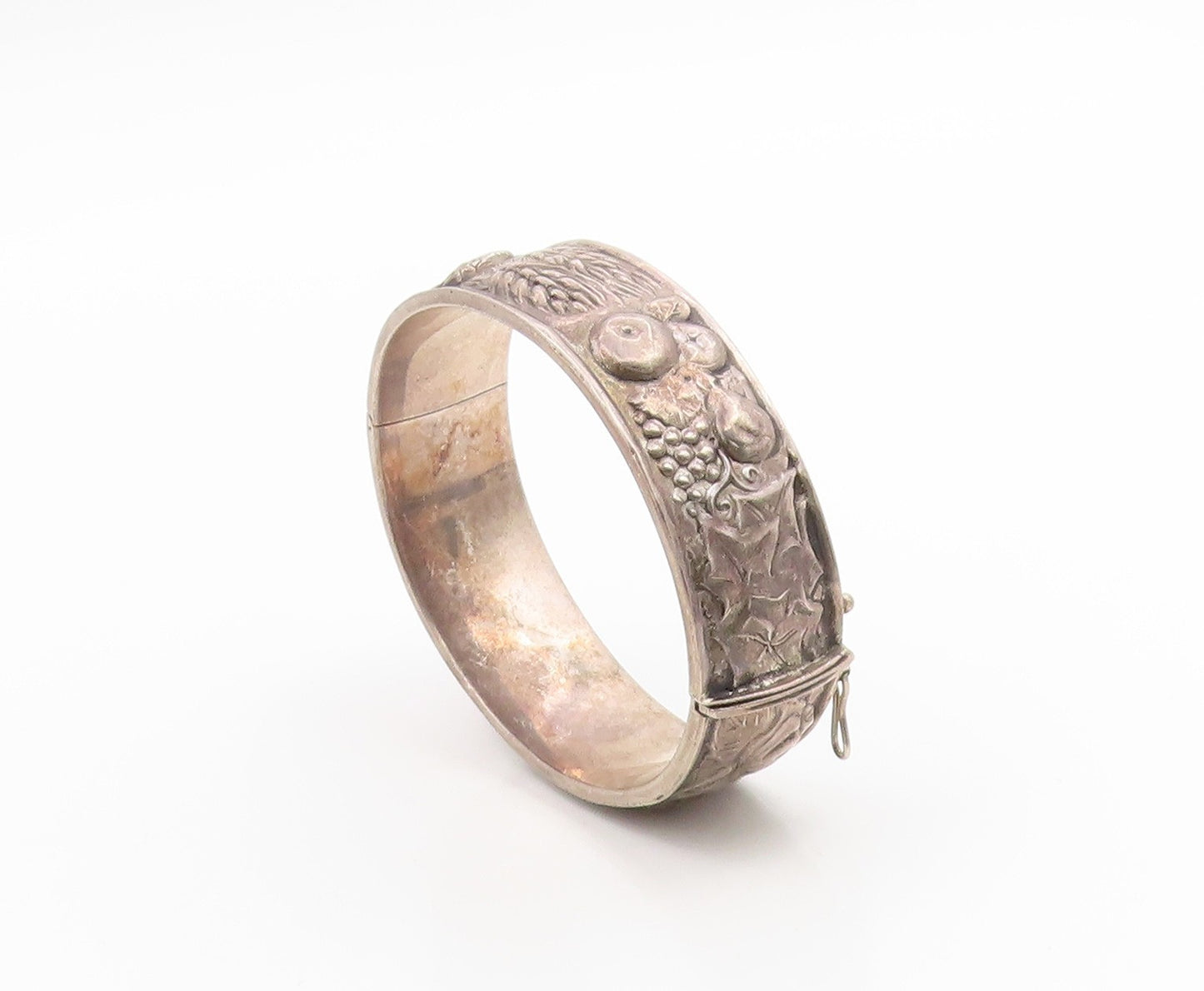 925 Sterling Silver Vintage Bracelet Antique Grape Vine & Wheat Motif  BT12031