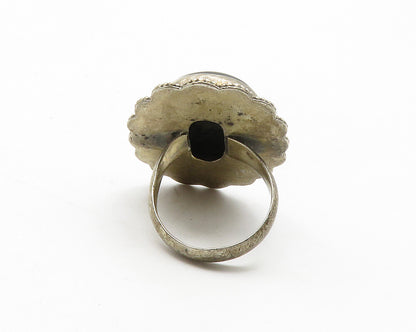 925 Sterling Silver  Vintage Cabochon Black Onyx Cocktail Ring Sz 6  RG13779