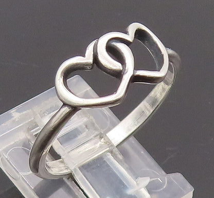 925 Sterling Silver Vintage Ring AVERY Minimalist Linked Hearts Sz 7.5  RG27606