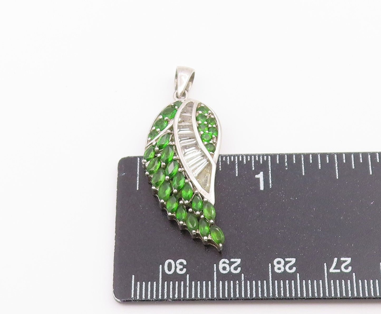 925 Sterling Silver Vintage Pendant Elegant Peridot & Topaz Angel Wing  PT26485