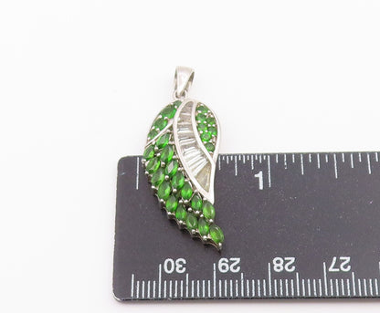925 Sterling Silver Vintage Pendant Elegant Peridot & Topaz Angel Wing  PT26485