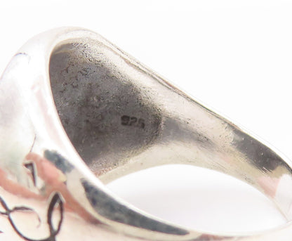 925 Sterling Silver Vintage Ring Religious Mantra Tibetan Buddhist Sz 10 RG32861