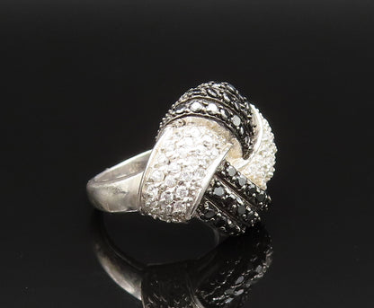 925 Sterling Silver  Vintage Sparkly Spinel & Topaz Knot Ring Sz 5  RG25480