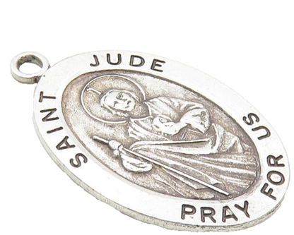 925 Sterling Silver  Vintage Antique Saint Jude Pray For Us Pendant  PT7493