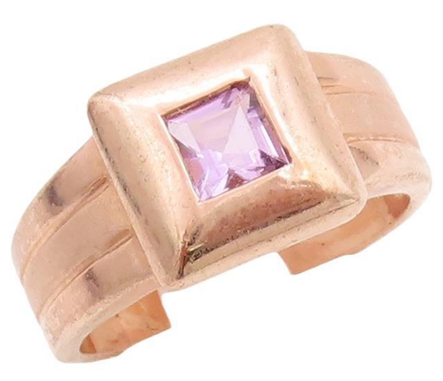 925 Sterling Silver Vintage Ring Rose Gold Plated Pink CZ Inlay  Sz 8  RG28659