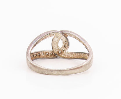 925 Sterling Silver Vintage Ring CZ Intertwined Love Knot Band  Sz 7  RG34459