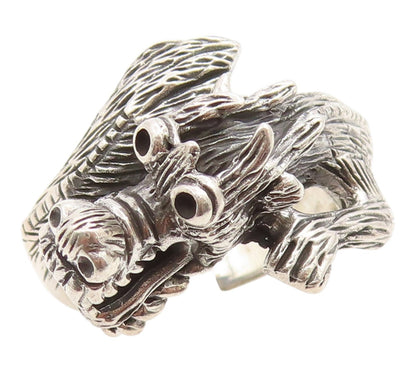 925 Sterling Silver Vintage Ring Chinese Dragon Motif Band  Sz 10.5  RG36223