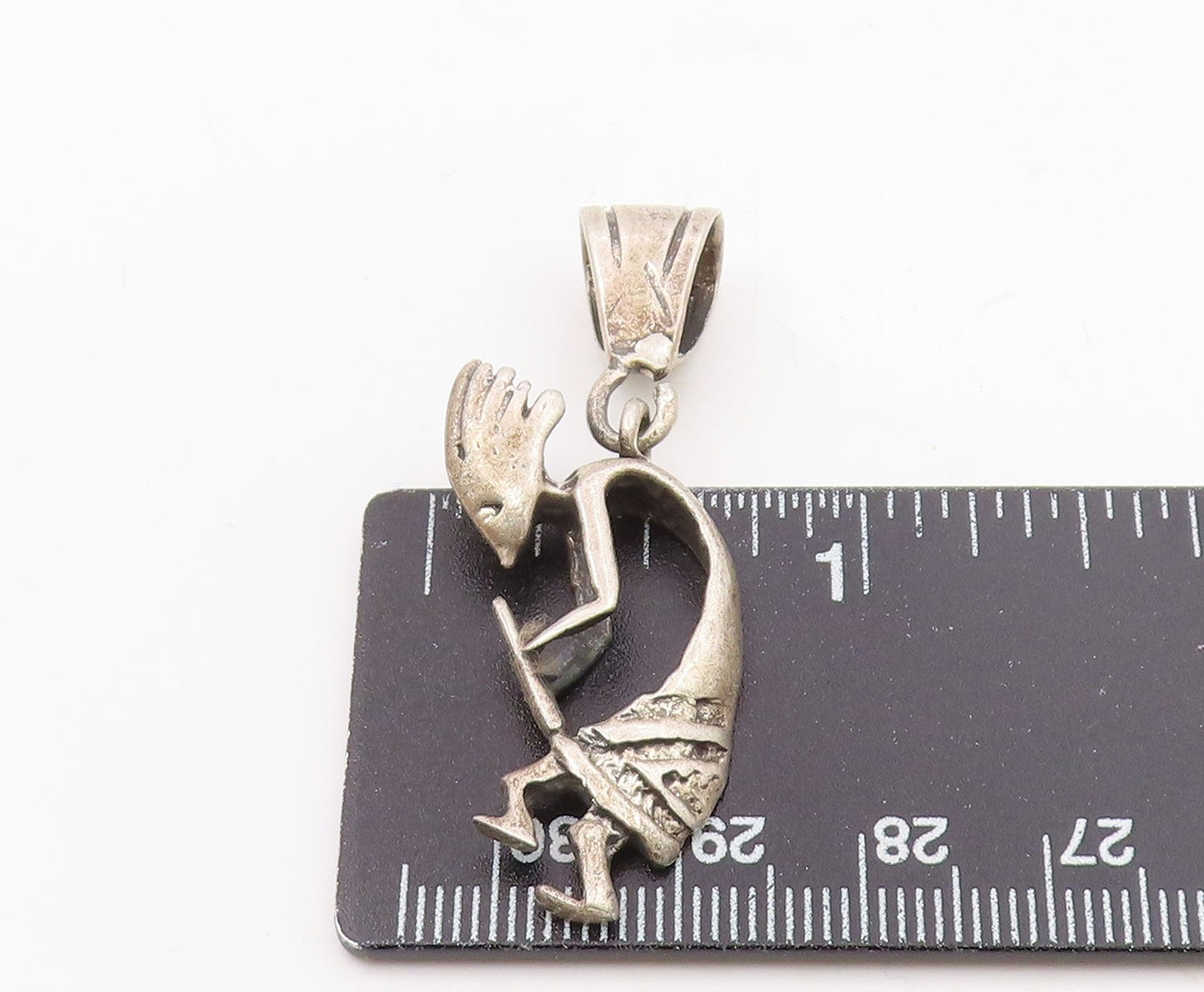 925 Sterling Silver  Vintage Sculpted Kokopelli Dancer Pendant  PT20690