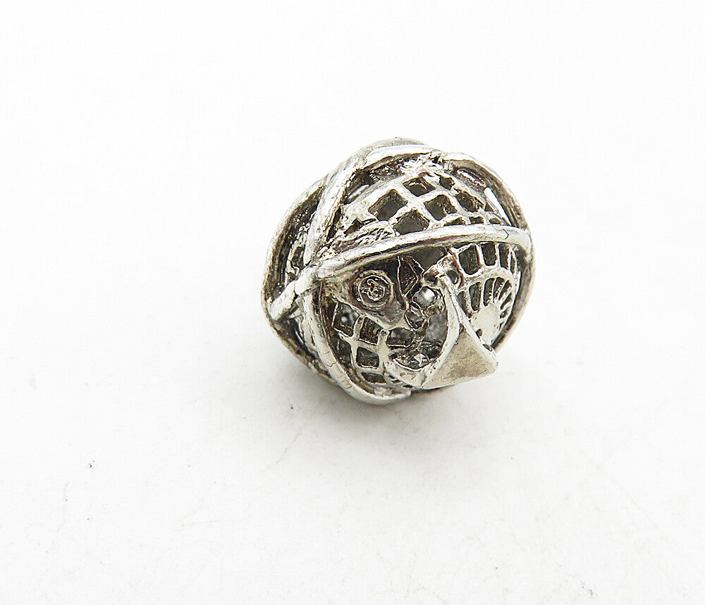 925 Sterling Silver  Vintage Petite Wrapped World Globe Drop Pendant  PT6811