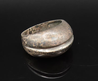 925 Sterling Silver  Vintage Minimalist Spilt Dome Ring Sz 7.5  RG26024