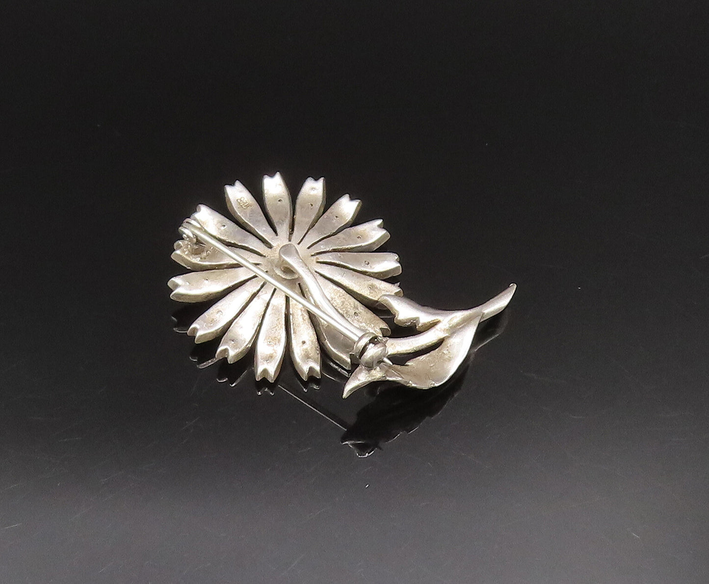 GERMANY 925 Silver  Vintage Antique Citrine & Topaz Flower Brooch Pin  BP9740