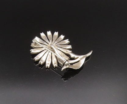 GERMANY 925 Silver  Vintage Antique Citrine & Topaz Flower Brooch Pin  BP9740