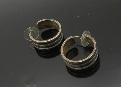 MEXICO 925 Sterling Silver  Vintage Oxidized Round JHoop Earrings  EG10253