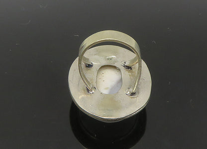 925 Sterling Silver  Vintage Cabochon Cut Howlite Cocktail Ring Sz 7  RG22283