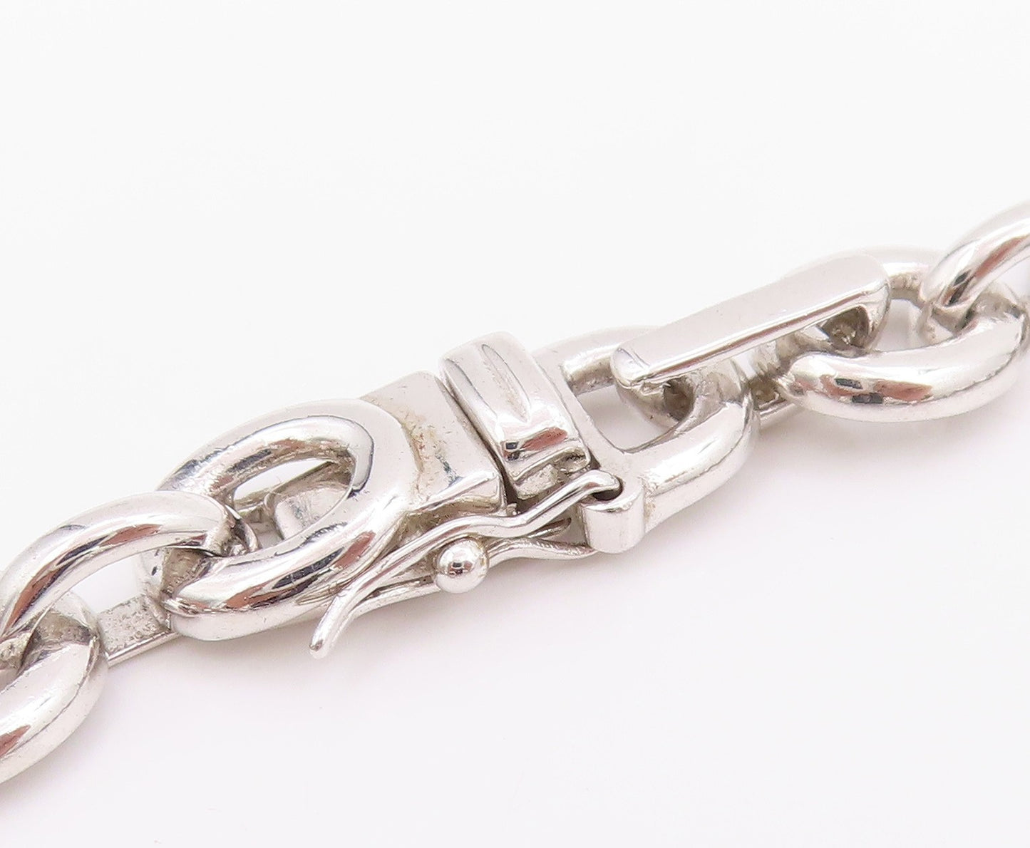 925 Sterling Silver Vintage Necklace Classic CZ interlocking Oval Chain  NE4801