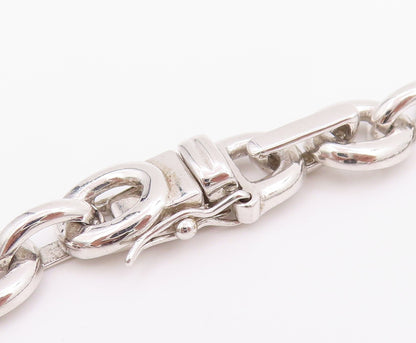 925 Sterling Silver Vintage Necklace Classic CZ interlocking Oval Chain  NE4801