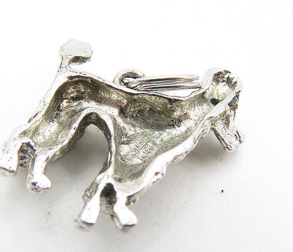 M&M 925 Sterling Silver  Vintage Petite Blue Topaz Poodle Dog Pendant  PT7009
