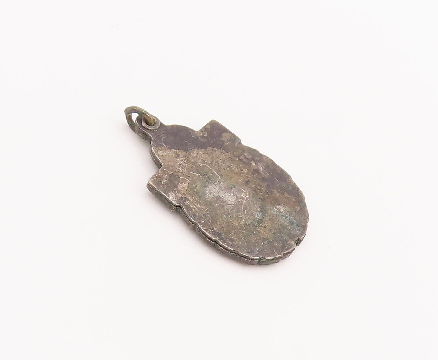 925 Sterling Silver Vintage Pendant Antique Oval Religious Carved OPENS  PT22539
