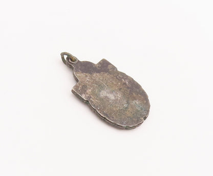 925 Sterling Silver Vintage Pendant Antique Oval Religious Carved OPENS  PT22539