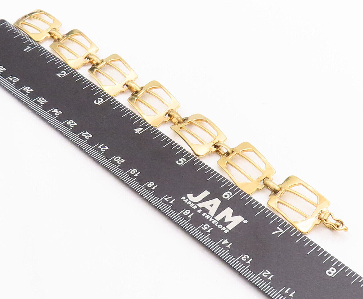 925 Sterling Silver Vintage Bracelet Gold Plated Cutout Designer   BT10645