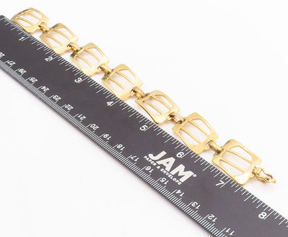 925 Sterling Silver Vintage Bracelet Gold Plated Cutout Designer   BT10645