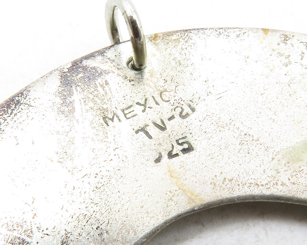 MEXICO 925 Sterling Silver  Vintage XO Etched Open Circle Pendant  PT10168