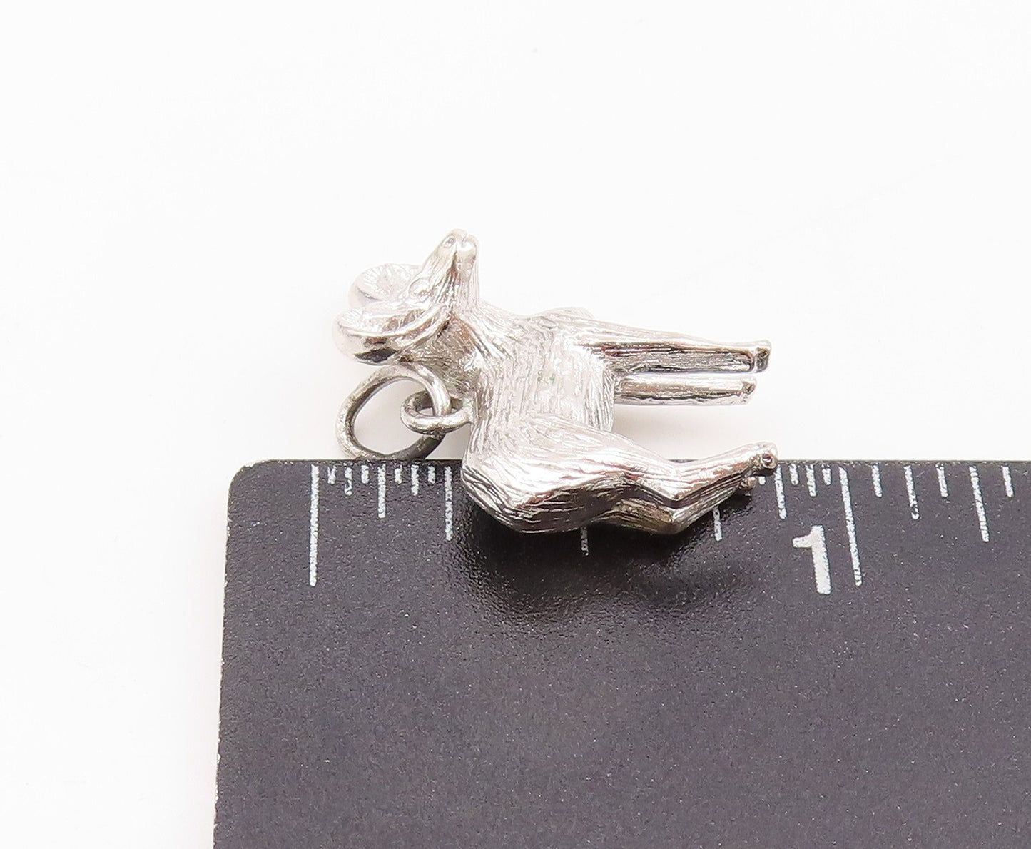 925 Sterling Silver Vintage Pendant 3D Carved Big Horn Sheep Ram Charm  PT23935