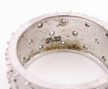 925 Sterling Silver Vintage Ring CZ Criss Cross Pattern Band  Sz 7.5  RG35771