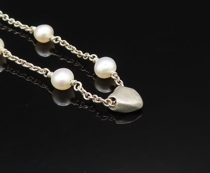 LILY RACHEL 925 Sterling Silver Vintage Freshwater Pearls Love Necklace  NE3965