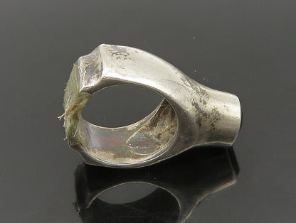 925 Sterling Silver  Vintage Shiny Modernist Amethyst Band Ring Sz 5  RG24132