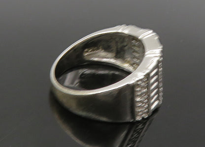 925 Sterling Silver  Vintage Shiny Pattern Tapered Band Ring Sz 7  RG22117