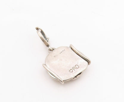 DESIGNER 925 Sterling Silver  Vintage Shiny Modernist Drop Pendant  PT18365