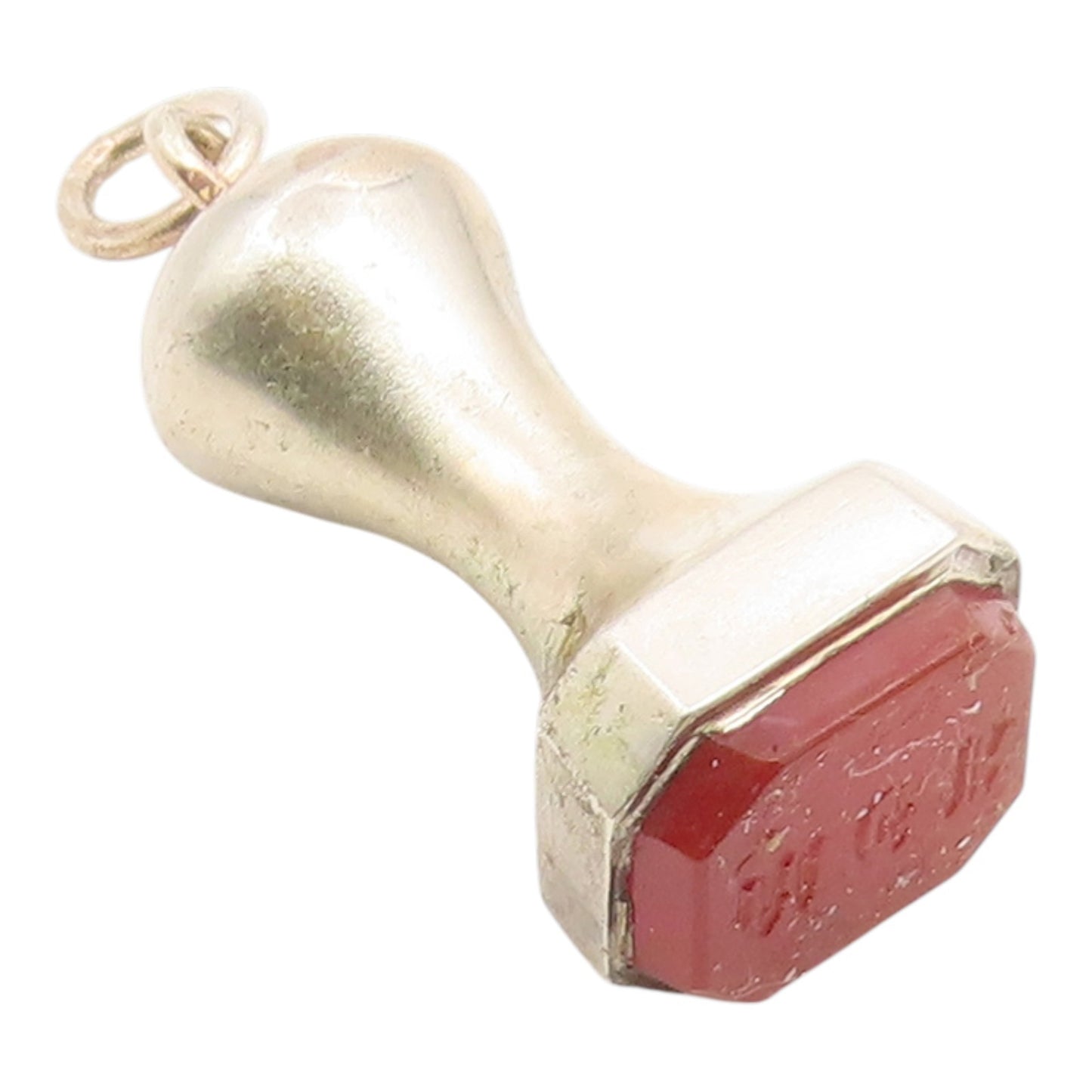 925 Sterling Silver Vintage Pendant Carnelian Modernist Wax Seal Stamp  PT26111