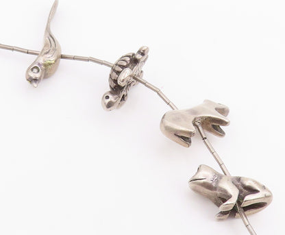 Solid Silver Vintage Necklace Designer Dark Tone Animal Kingdom  NE4460