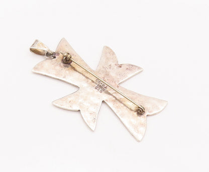 925 Sterling Silver Vintage Brooch Pin MEXICO Dented Cutout Ribbon Ends  BP10803