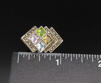 925 Sterling Silver  Vintage Kunzite Citrine & Multi Stone Earrings  EG11881