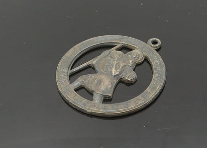CHAPEL 925 Silver  Vintage Antique St. Christopher Religious Pendant  PT16289