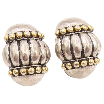 925 Sterling Silver Vintage Earrings Modernist Fluted Dome Clip On  EG14526