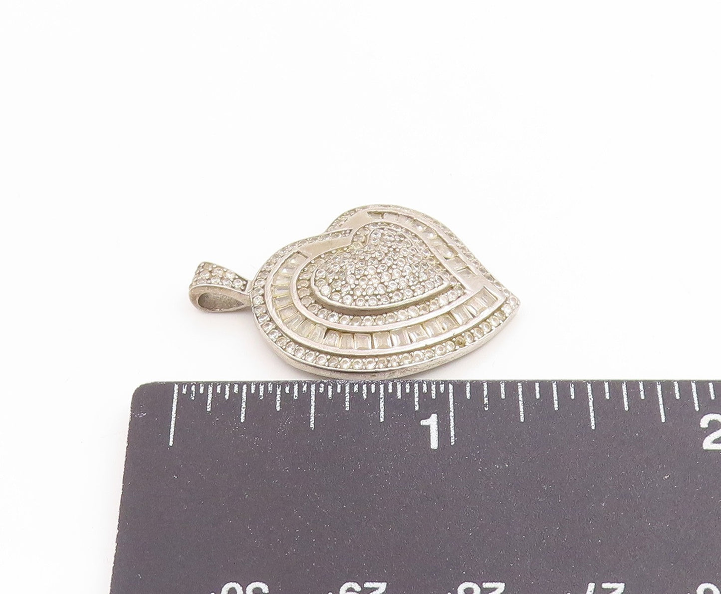 925 Sterling Silver Vintage Pendant Multi Shape CZ Classic Love Heart  PT26105