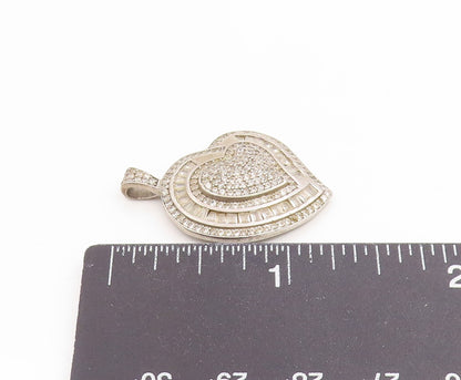 925 Sterling Silver Vintage Pendant Multi Shape CZ Classic Love Heart  PT26105