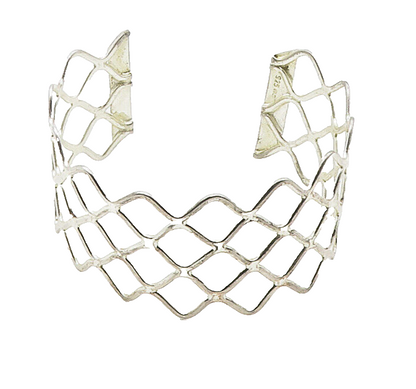 925 Sterling Silver  Shiny Smooth Open Diamond Shape Cuff Bracelet  BT6452