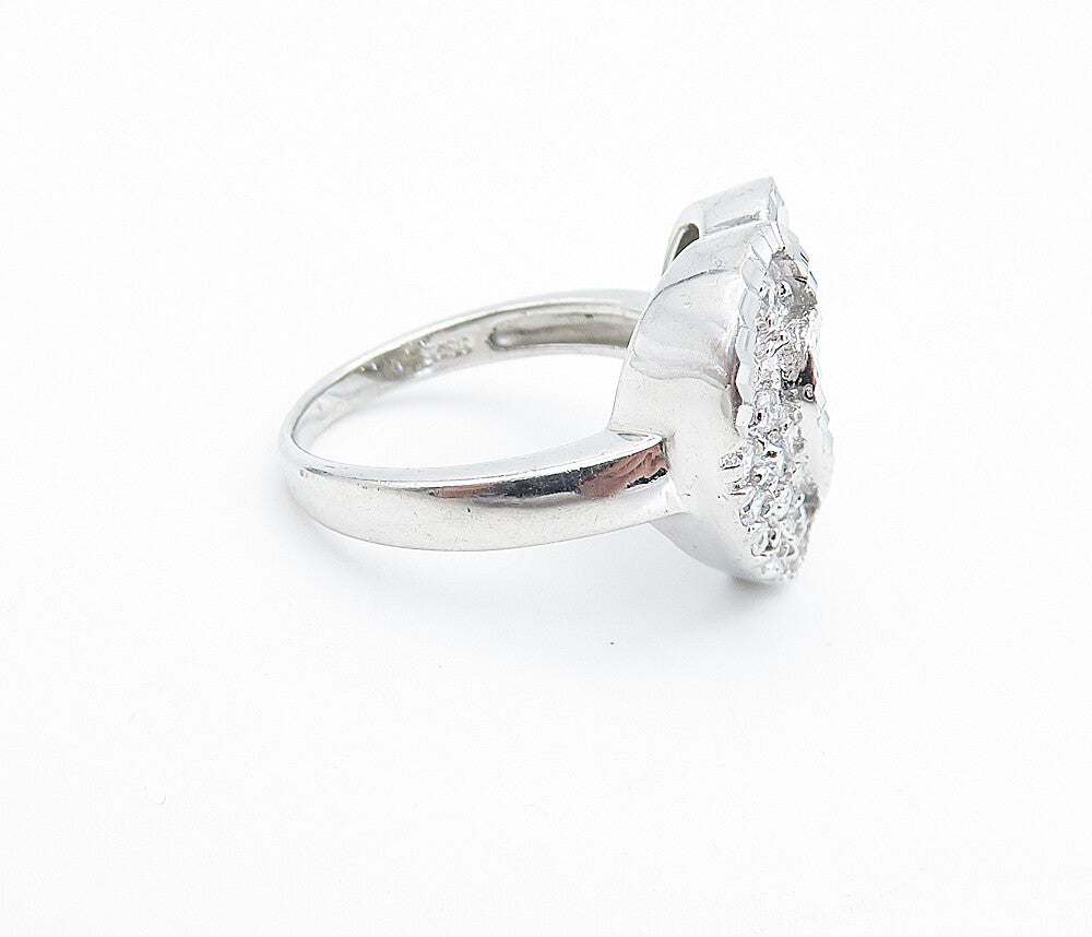 925 Sterling Silver  Cubic Zirconia Love Heart Cocktail Ring Sz 7.5  RG7283