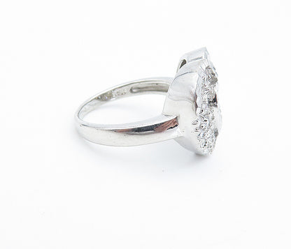925 Sterling Silver  Cubic Zirconia Love Heart Cocktail Ring Sz 7.5  RG7283