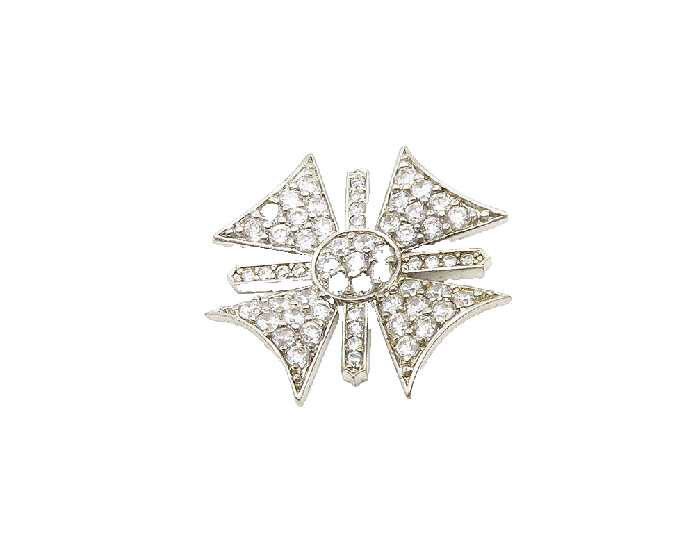 925 Sterling Silver  Vintage Cubic Zirconia Encrusted Cross Pendant  PT14290