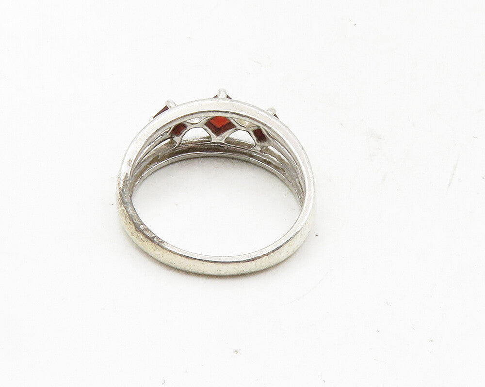 ROSS SIMON 925 Sterling Silver  Vintage Red Topaz Split Band Ring Sz 7 RG10005
