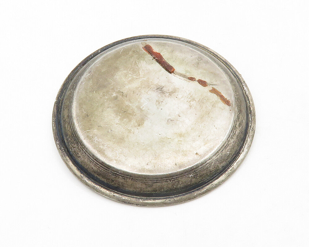 925 Sterling Silver  Vintage Dark Tone Etched Animal Round Tinket Dish  TR1985